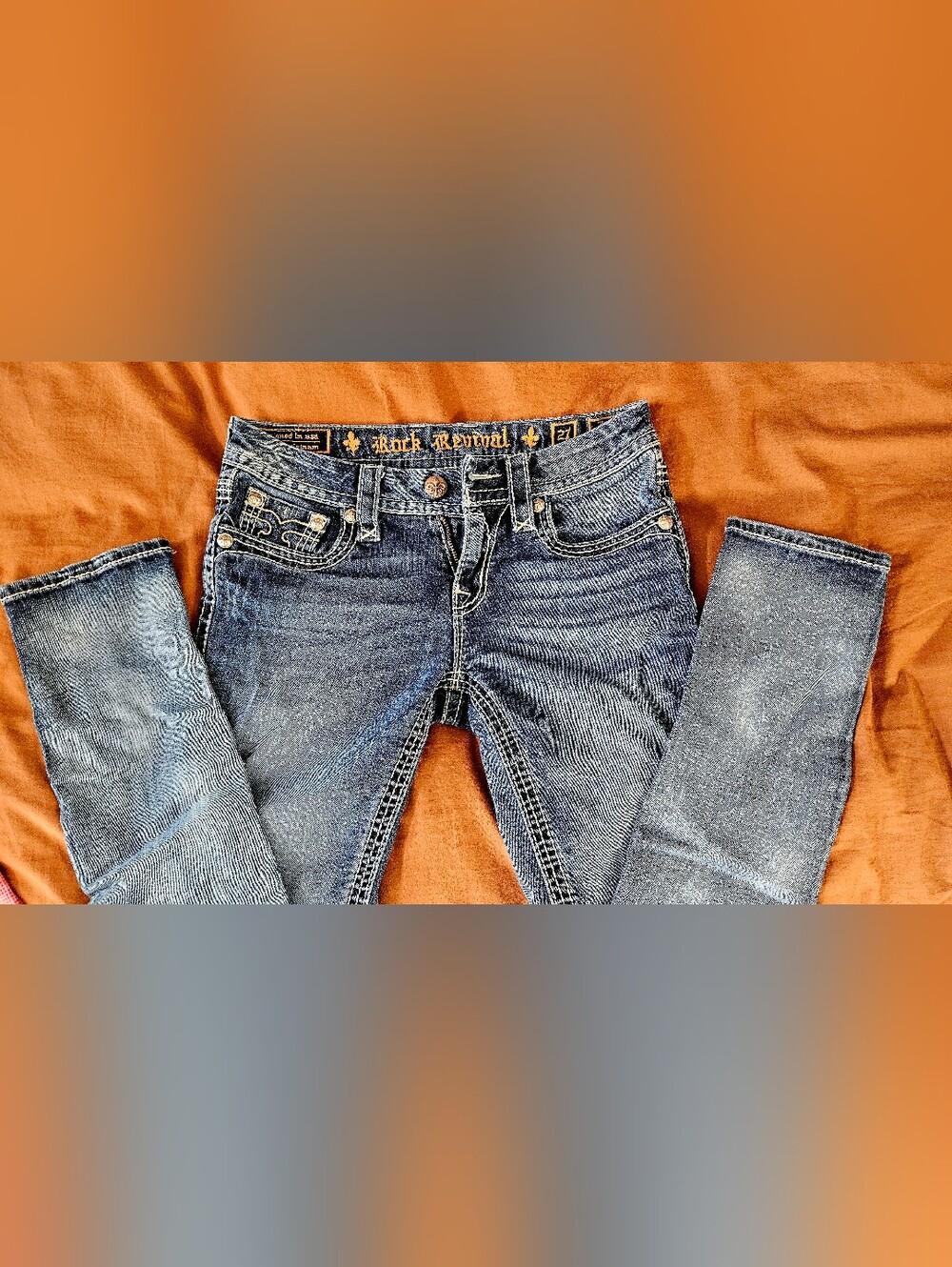 Rock Revival Women's Low-Rise Blue Jeans In Jessica Skinny Size 27
